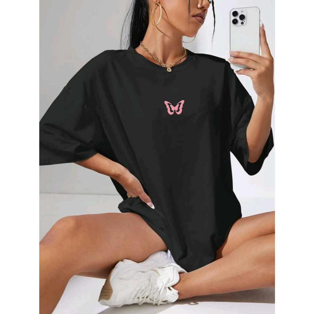 3 peças Camiseta Blusa Oversized Feminina 100% Algodão Streetwear