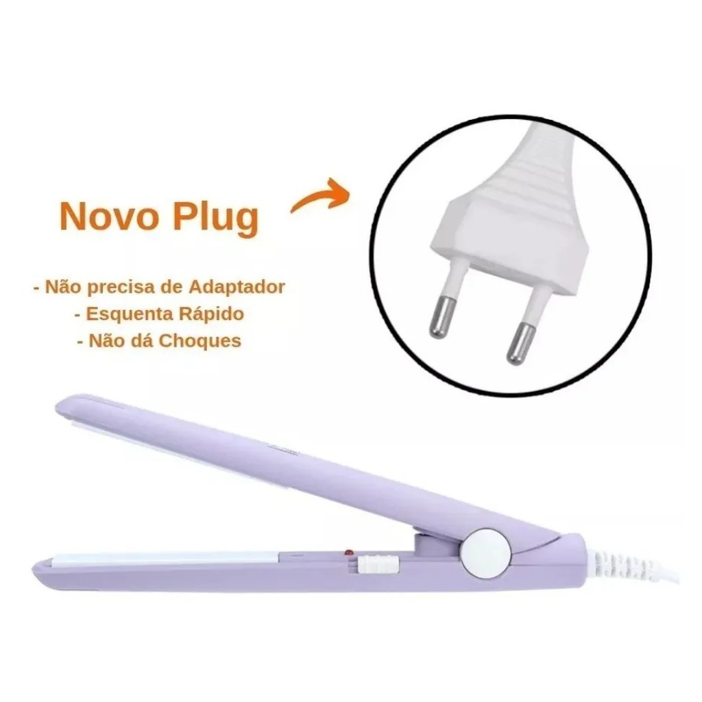 Mini Chapinha Prancha De Cabelo Portátil Com Case Transporte Bivolt Estojo Entrega rápida