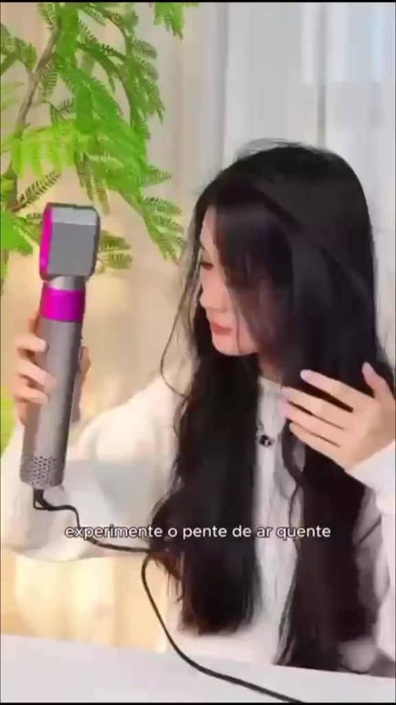 Escova 5 em 1 Profissional Secador Pente, Modelador Aumenta Volume Rapidamente Fácil de Usar Resultados de Salão