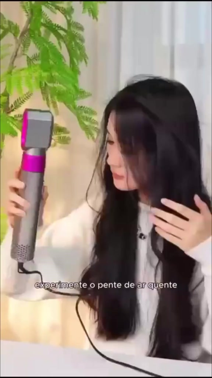 Escova 5 em 1 Profissional Secador Pente, Modelador Aumenta Volume Rapidamente Fácil de Usar Resultados de Salão