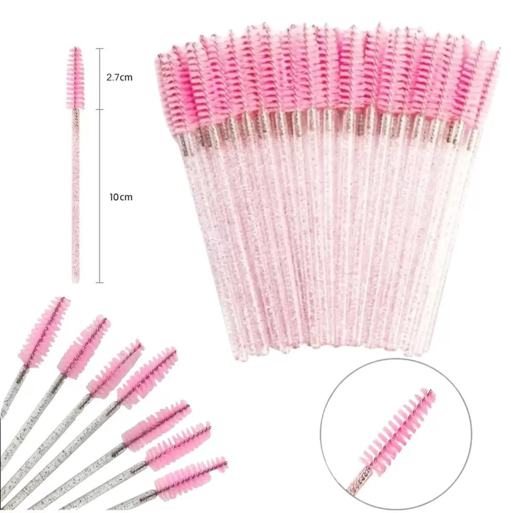Kit 100 Escovinhas + 100 Microbrush + 100 Aplicador de Batom Alongamento de Cílios