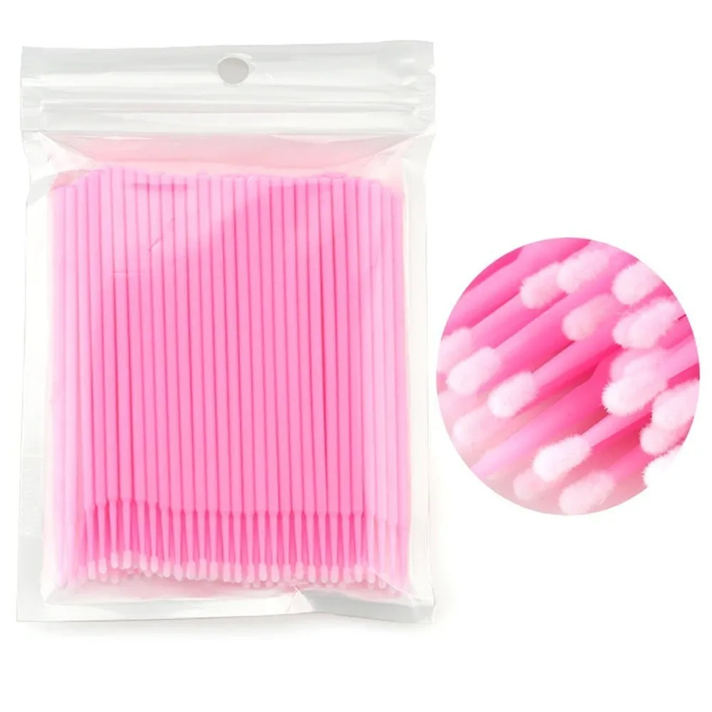 Kit 100 Escovinhas + 100 Microbrush + 100 Aplicador de Batom Alongamento de Cílios