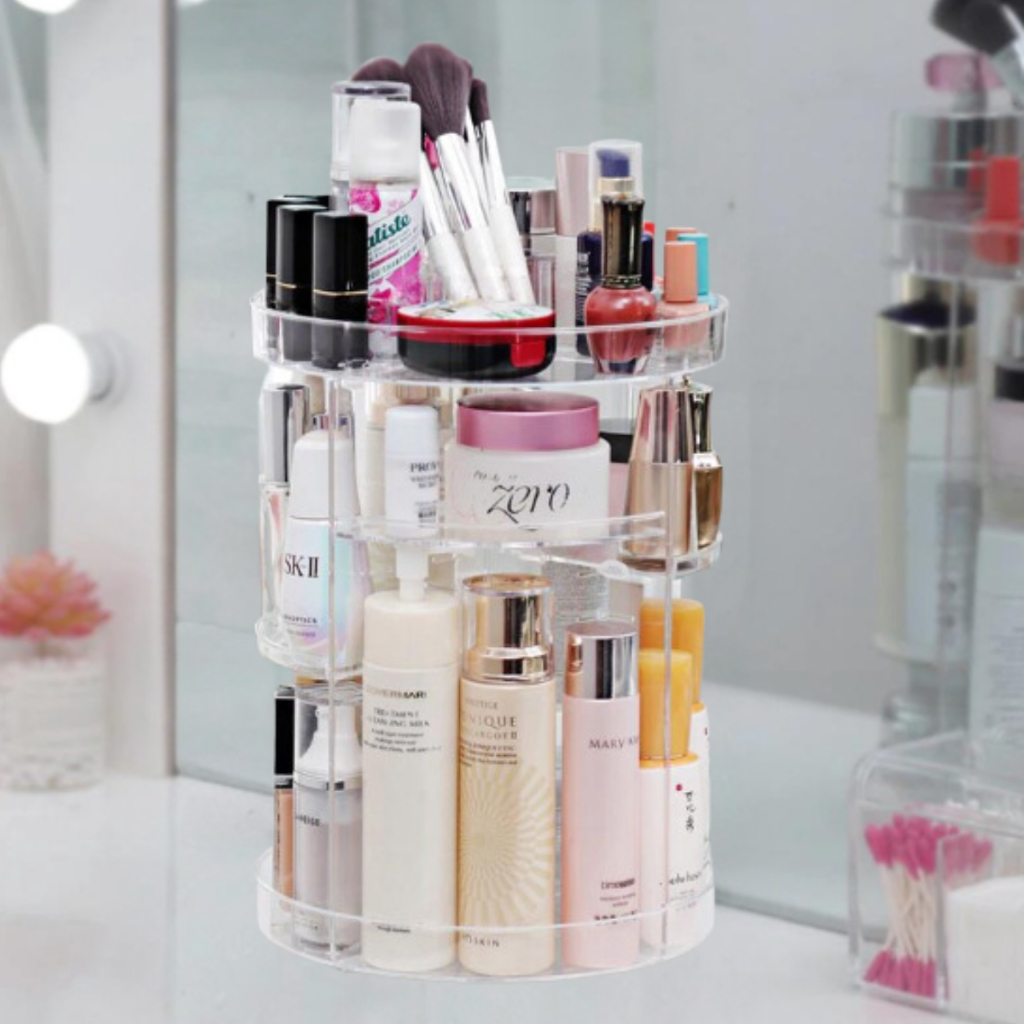 Organizador de Maquiagem e Cosméticos Acrílico Giratório 360º Modelo Liso