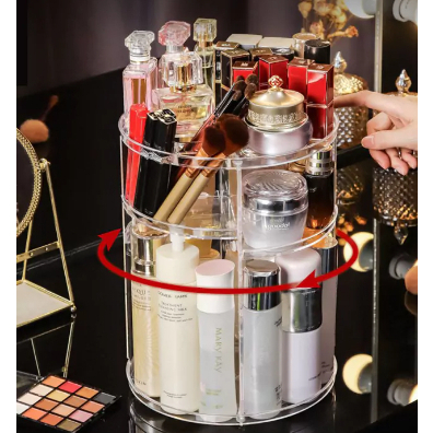 Organizador de Maquiagem e Cosméticos Acrílico Giratório 360º Modelo Liso