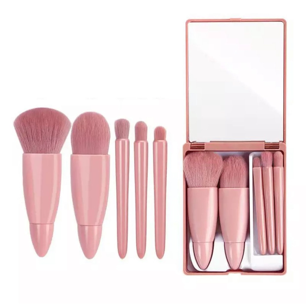 Kit 5 de Pincéis Para Maquiagem Com Espelho Super Sofisticado/Várias Cores Disponíveis/Promoção——WL