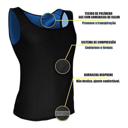 Camisa Regata Termica Cinta Compressão Abdominal Sauna Modeladora Redutora Medidas Unissex