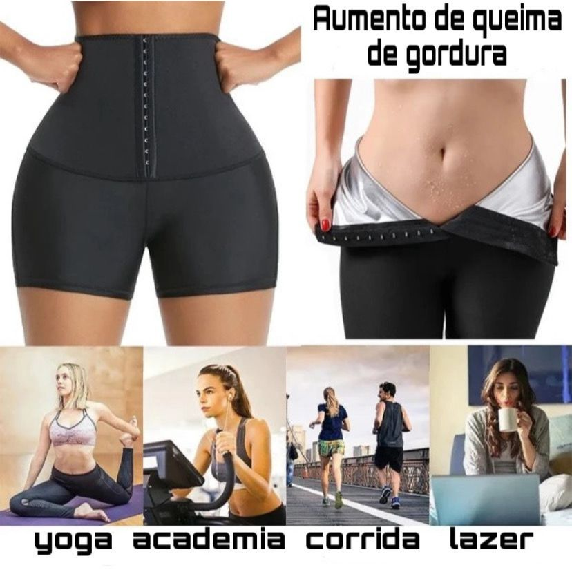 Bermuda Short Modelador Efeito Sauna Queima Gordura Afina Cintura Cinta