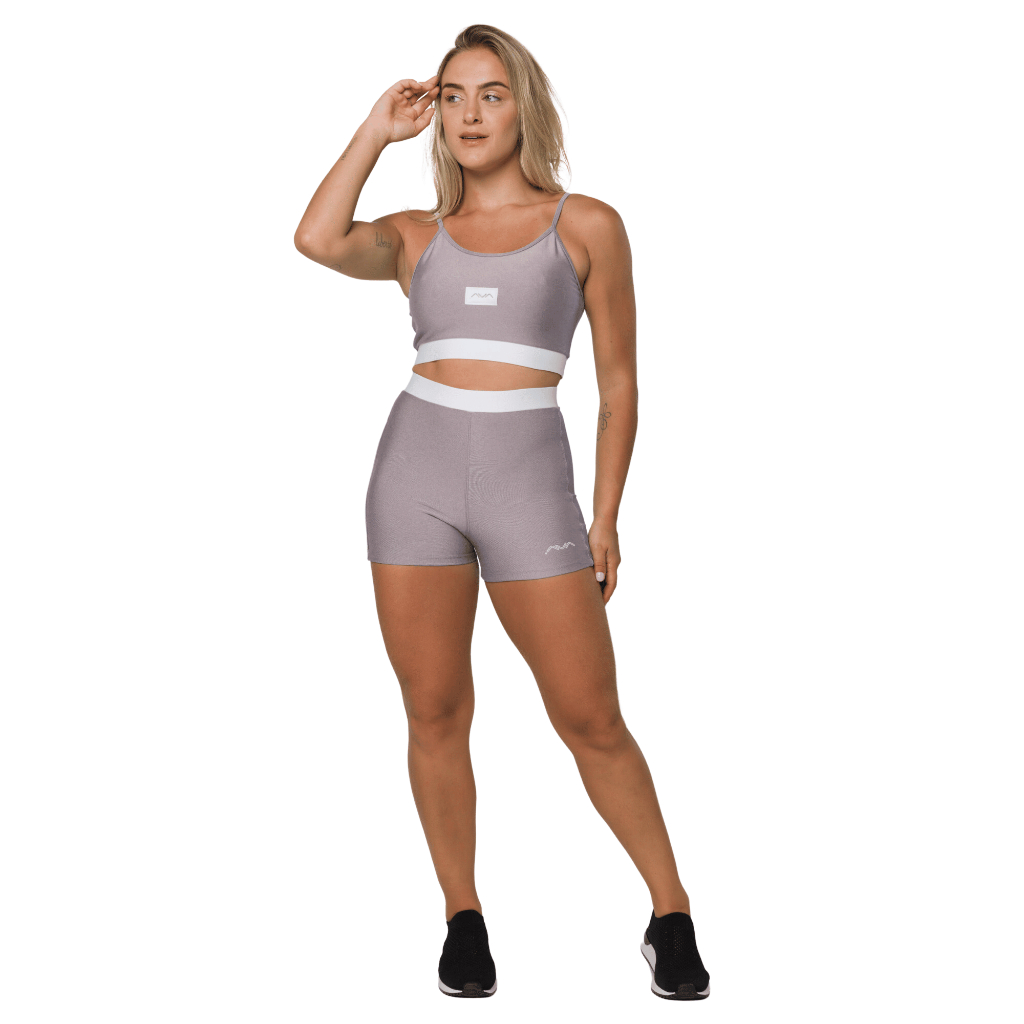 Conjunto Feminino Academia Suplex Poliamida Top e Short Com Elástico No Cós AVA Fitness