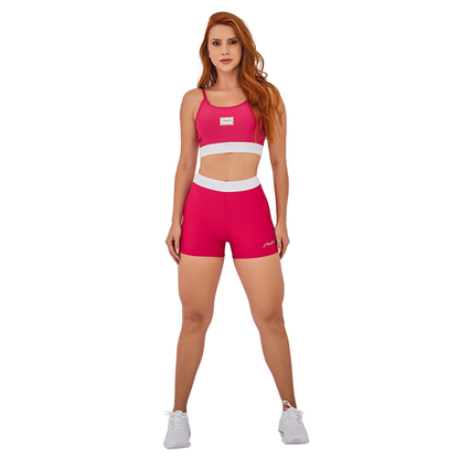 Conjunto Feminino Academia Suplex Poliamida Top e Short Com Elástico No Cós AVA Fitness