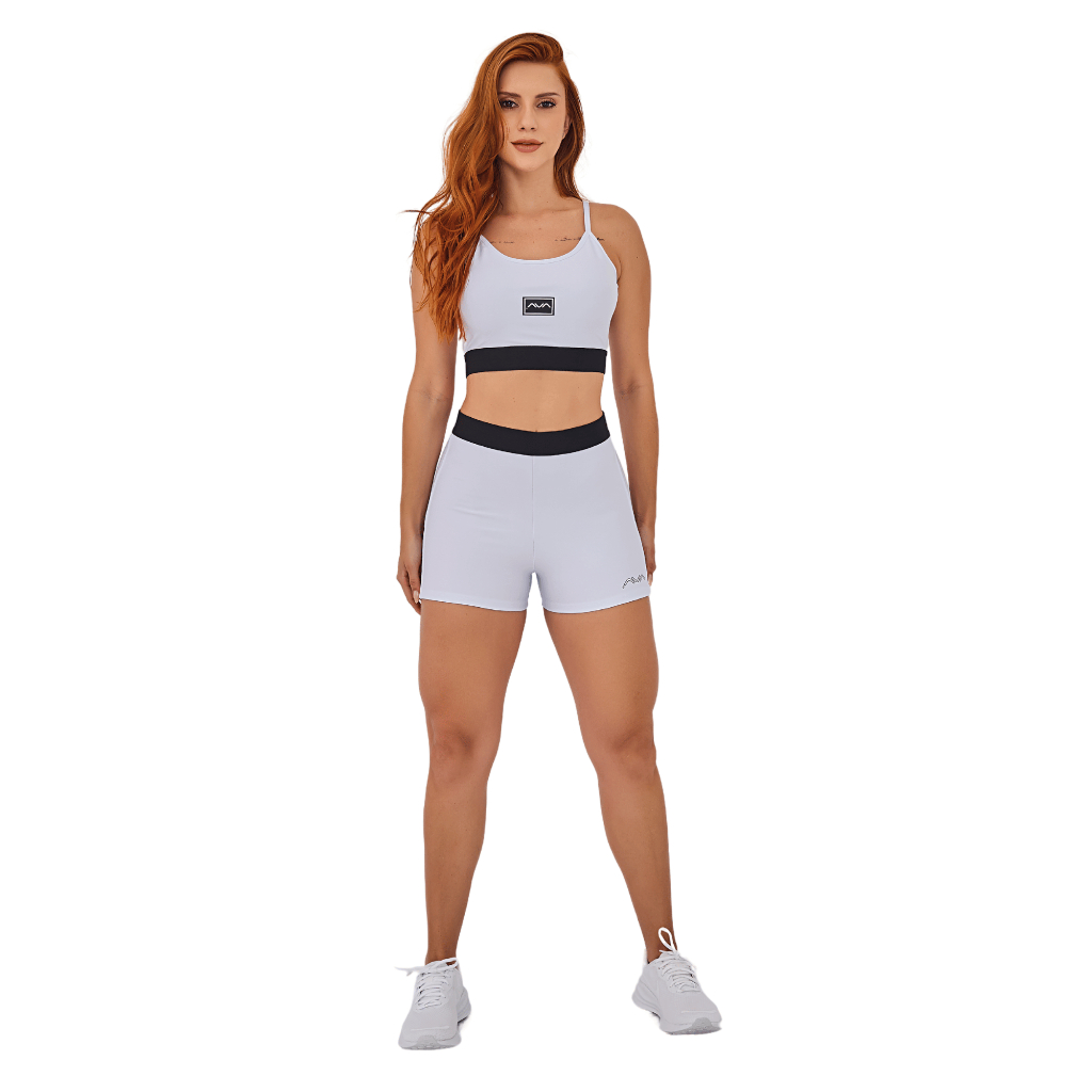 Conjunto Feminino Academia Suplex Poliamida Top e Short Com Elástico No Cós AVA Fitness