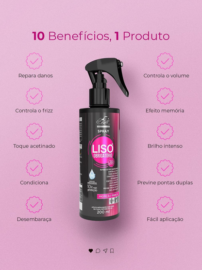 Óleo extraordinário New Hair 100ml + Spray Finalizador Liso Obrigatório 200ml | Proteção térmica