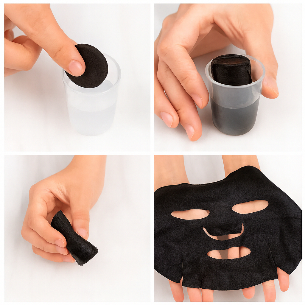 Kit 200 Máscaras Facial Preta Carvão De Bambu Desidratada Descartável Limpezal Para Skin Care