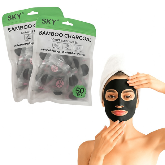 Kit 200 Máscaras Facial Preta Carvão De Bambu Desidratada Descartável Limpezal Para Skin Care