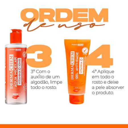 Kit Skincare Vitamina C Dermacrem – Clareador, Anti-idade & Anti-manchas