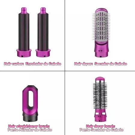 Escova 5 em 1 Profissional Secador Pente, Modelador Aumenta Volume Rapidamente Fácil de Usar Resultados de Salão