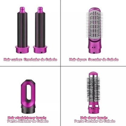 Escova 5 em 1 Profissional Secador Pente, Modelador Aumenta Volume Rapidamente Fácil de Usar Resultados de Salão