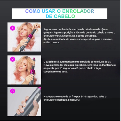 Escova 5 em 1 Profissional Secador Pente, Modelador Aumenta Volume Rapidamente Fácil de Usar Resultados de Salão