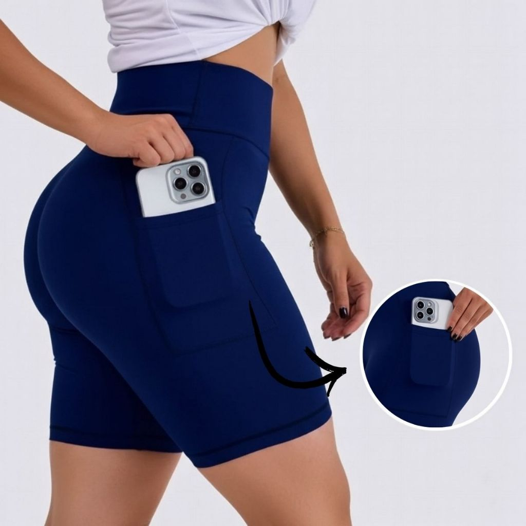 Bermuda Ciclista Feminina Academia Com Bolso Lateral Conforto E Segurança Zero Transparência