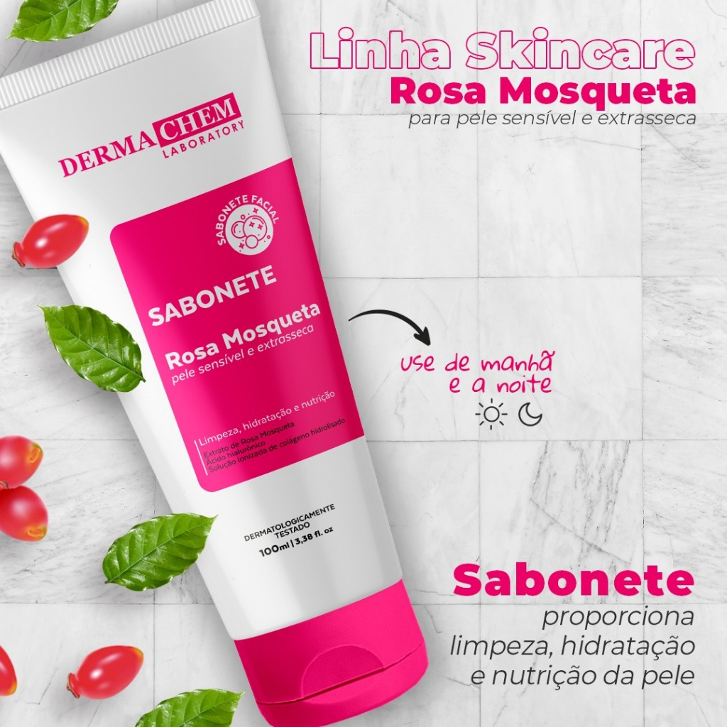 Kit skincare rosa mosqueta limpeza de pele bruma facial