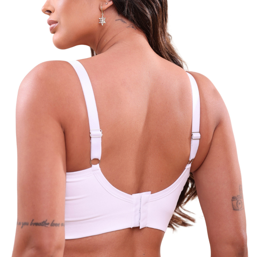 Kit 3 Sutiã Slim Cropped Reforçado Rendado com Alças Ajustáveis Lateral Larga