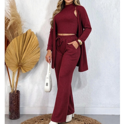 CONJUNTO FEMININO LÃNZINHA DE FRIO OUTONO INVERNO 3 PEÇAS ESTILOSO PANTALONA