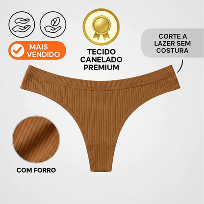 Kit 12, 10 , 8 Ou 4 Calcinhas Fio Dental Ribana Canelada Feminina Sem Costura Premium Adulto