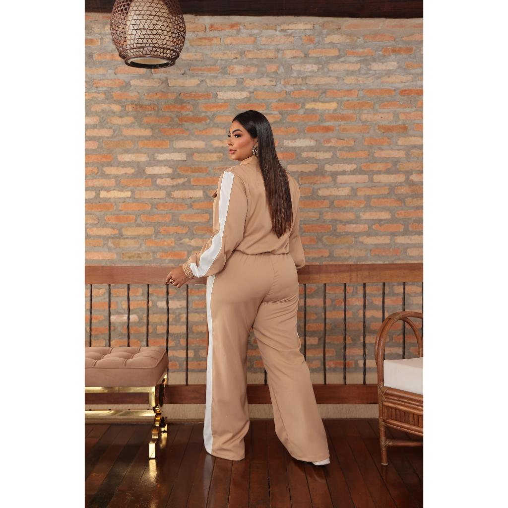 Cojunto Feminino Plus Size Calça e Jaqueta em Tecido Luiz Twill Bonito e Elegante