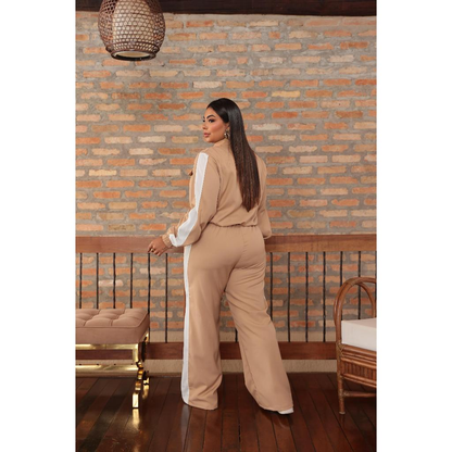Cojunto Feminino Plus Size Calça e Jaqueta em Tecido Luiz Twill Bonito e Elegante
