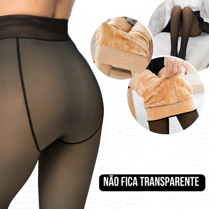 Meia-Calça Térmica Feminina Peluciada Translúcida Alta Elasticidade Super Quente Para Inverno