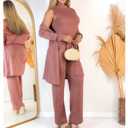 CONJUNTO FEMININO LÃNZINHA DE FRIO OUTONO INVERNO 3 PEÇAS ESTILOSO PANTALONA
