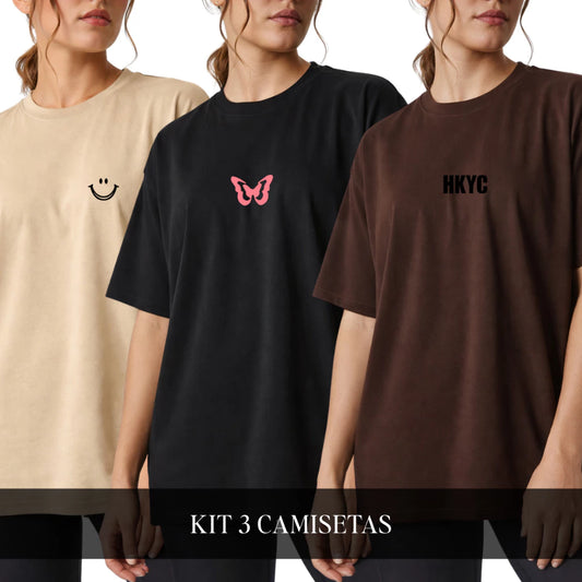 Kit 3 Blusas Oversized Streetwear