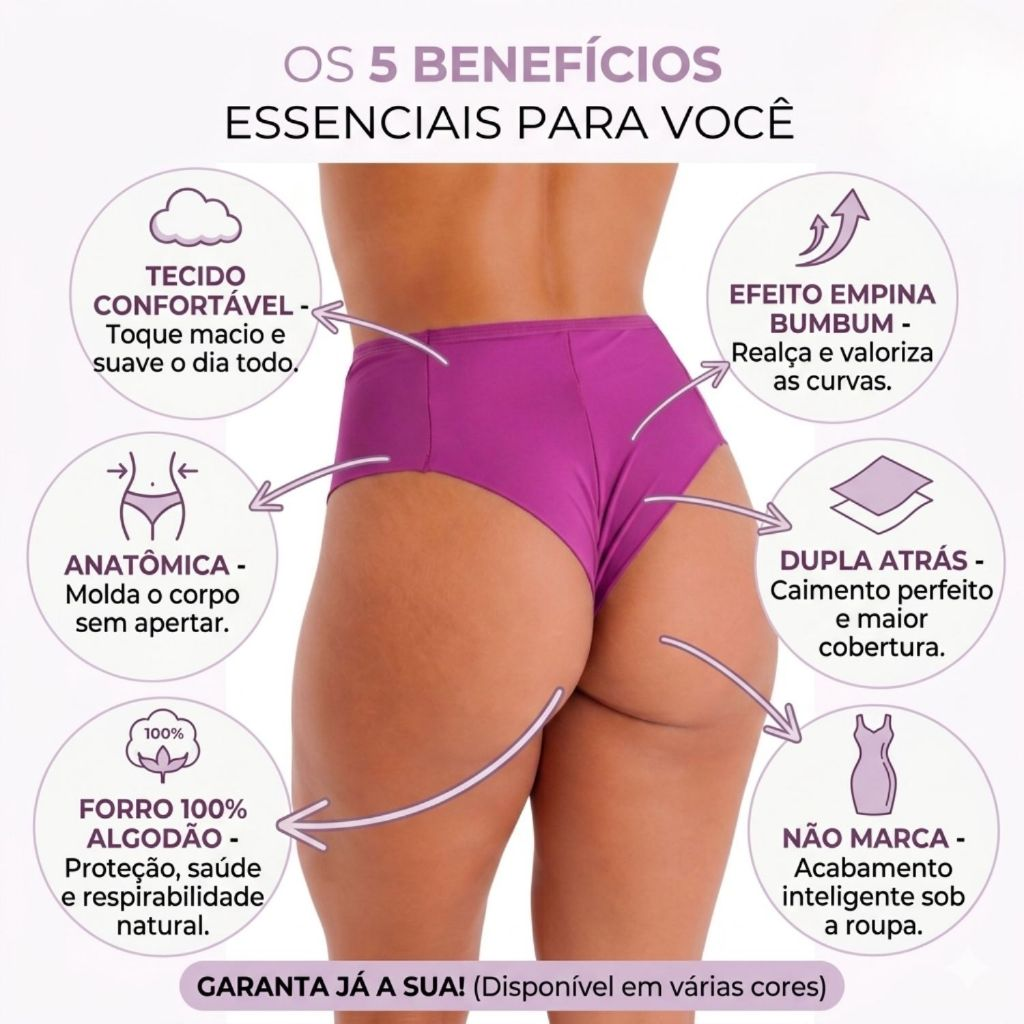 Kit Calcinha Fio Duplo Lateral Dupla Compressão Média Empina Bumbum