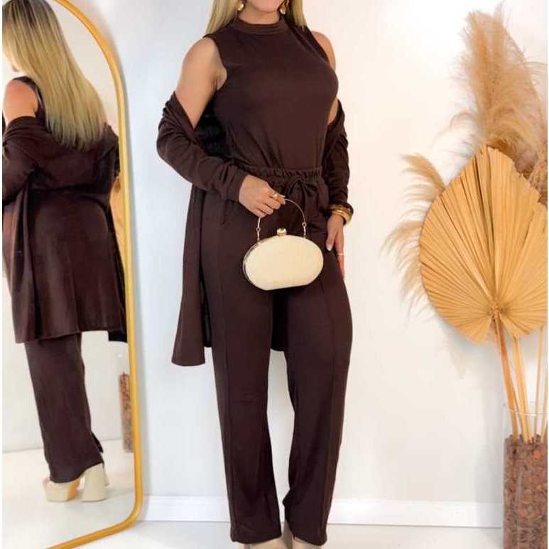 CONJUNTO FEMININO LÃNZINHA DE FRIO OUTONO INVERNO 3 PEÇAS ESTILOSO PANTALONA