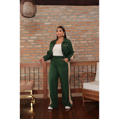 Cojunto Feminino Plus Size Calça e Jaqueta em Tecido Luiz Twill Bonito e Elegante