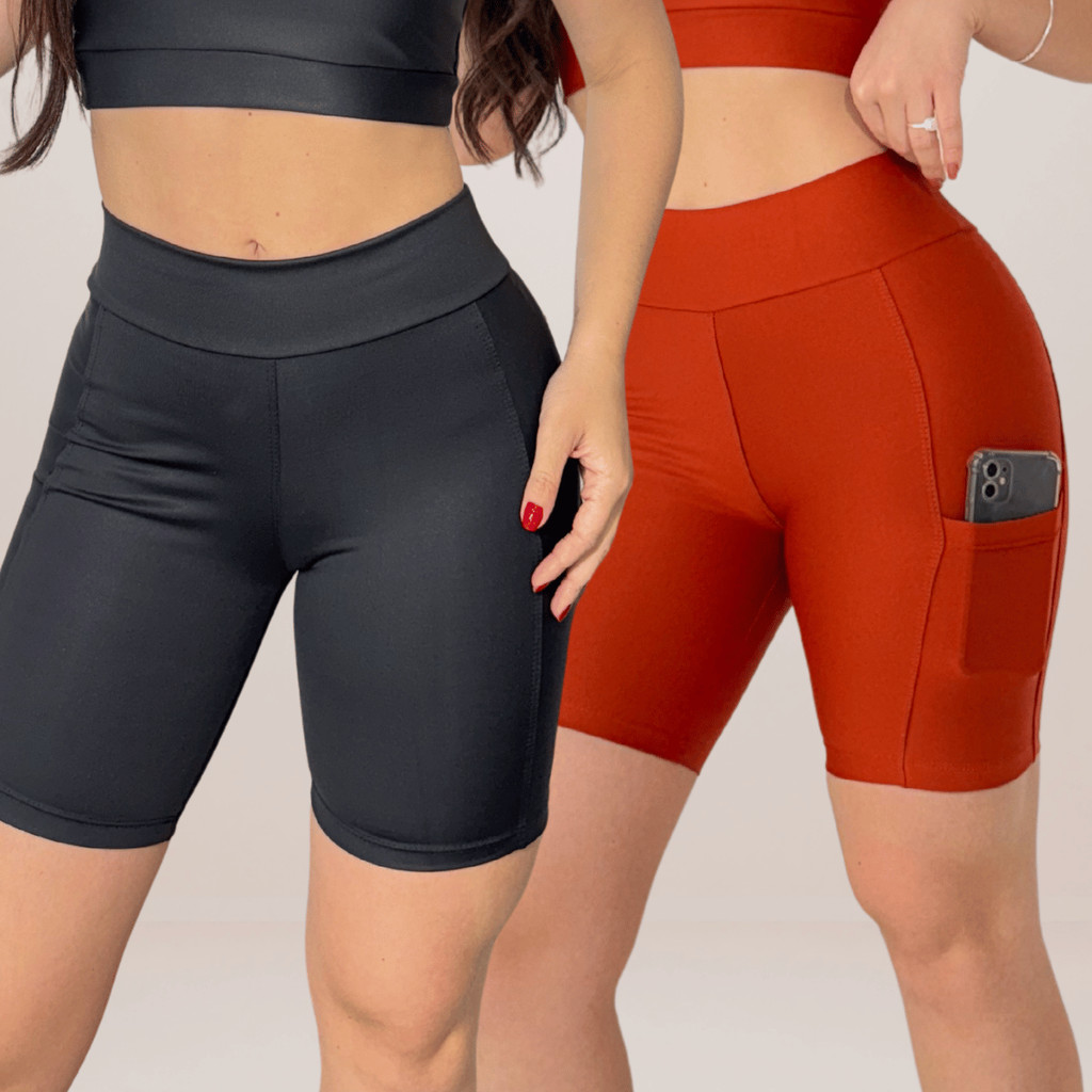 Shorts Academia com Bolso - Zero Transparência & Alta Compressão