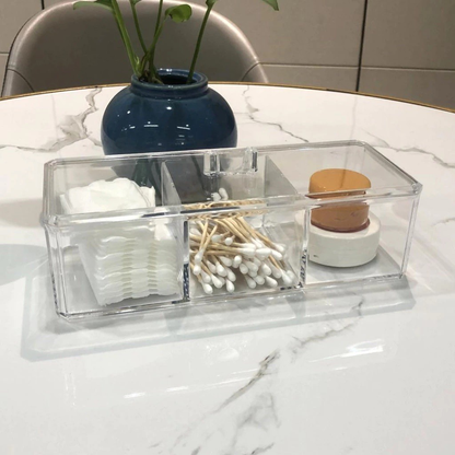 Caixa em acrílico organizador grande com 3 divisórias + tampa ABCSHOP