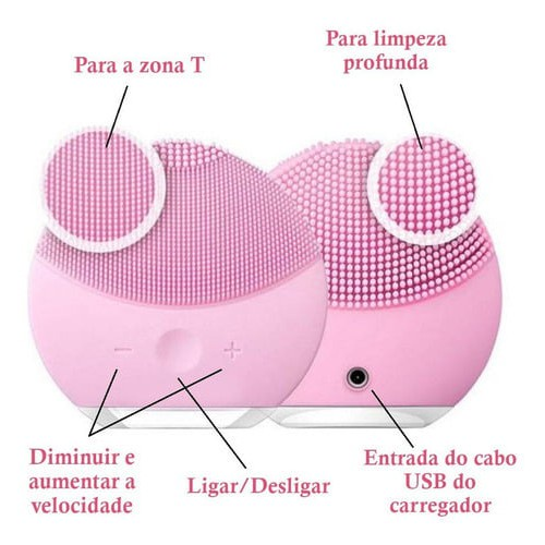 Esponja Elétrica Massageadora Facial Rosa Azul Amarelo Preto Limpeza Varias Velocidades