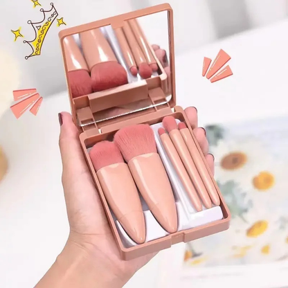 Kit 5 de Pincéis  Para Maquiagem Com Espelho Sofisticado