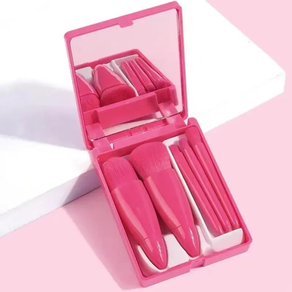 Kit 5 de Pincéis  Para Maquiagem Com Espelho Sofisticado