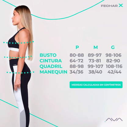 Conjunto Feminino Academia Top e Legging Com Bolso No Cós Tecido Canelado AVA Fitness