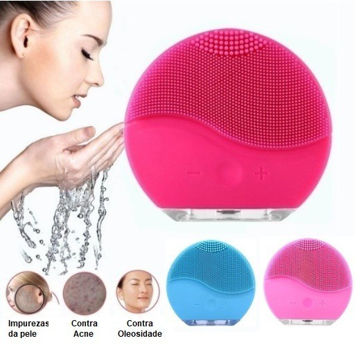 Esponja Elétrica Massageadora Facial Rosa Azul Amarelo Preto Limpeza Varias Velocidades