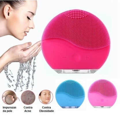 Esponja Elétrica Massageadora Facial Rosa Azul Amarelo Preto Limpeza Varias Velocidades