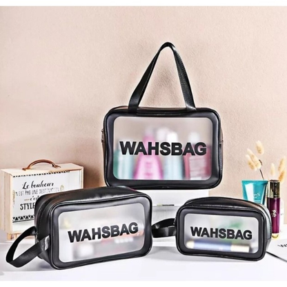Kit 3 Bolsas Necessaires Wahsbag Transparente À Prova d’água