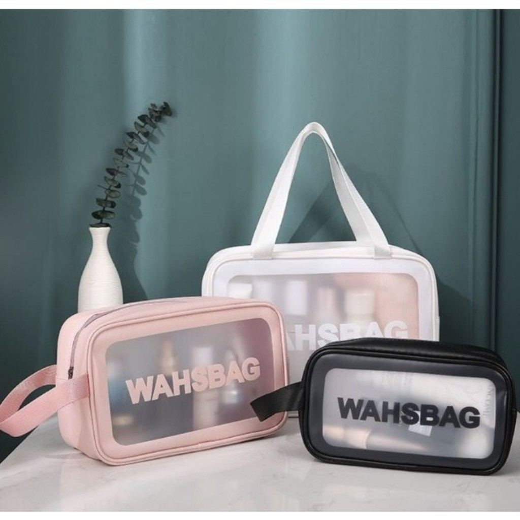 Kit 3 Bolsas Necessaires Wahsbag Transparente À Prova d’água