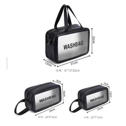 Kit 3 Bolsas Necessaires Wahsbag Transparente À Prova d’água