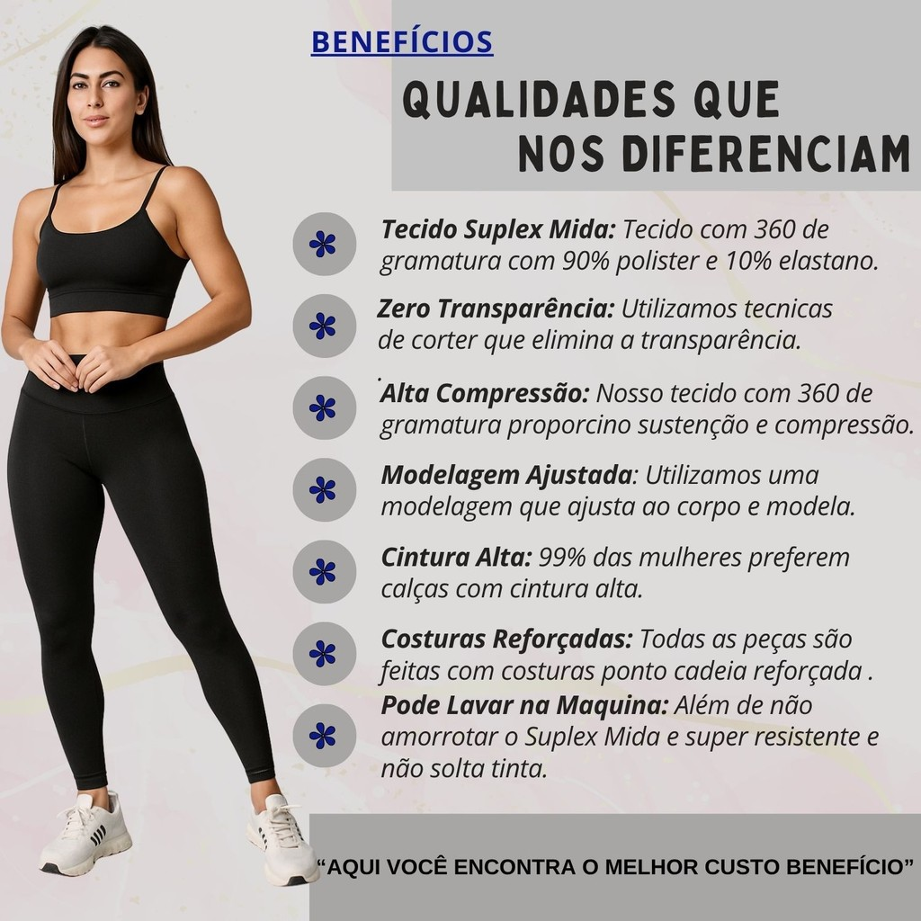 Conjunto de Academia Feminino Short + Top com Zero Transparência e Cintura Alta