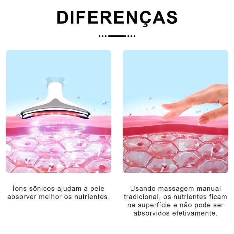 Massageador De Pescoço e Rosto LED Vibração Fototerapia Para Rejuvenescer Firmeza Anti-Rugas