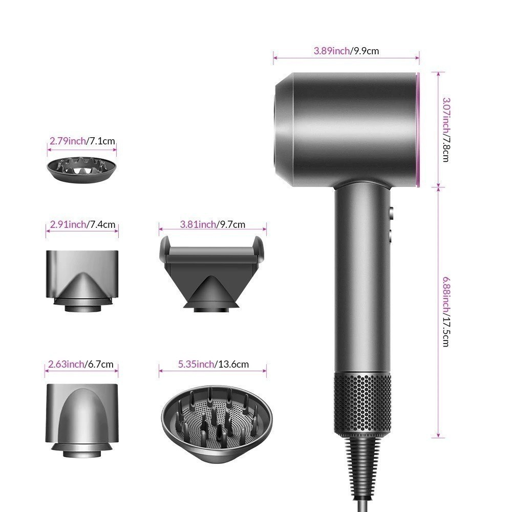 Secador de Cabelo Iônico Secagem Rápida Ar Quente/Frio com 5 bocais 110V