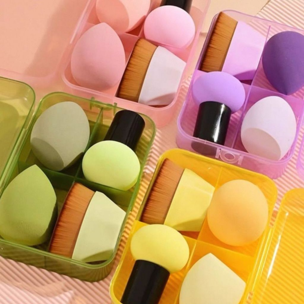 Kit de Pincel e Esponja Colors para Maquiagem