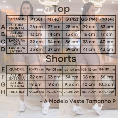 Conjunto de Academia Feminino Short + Top com Zero Transparência e Cintura Alta
